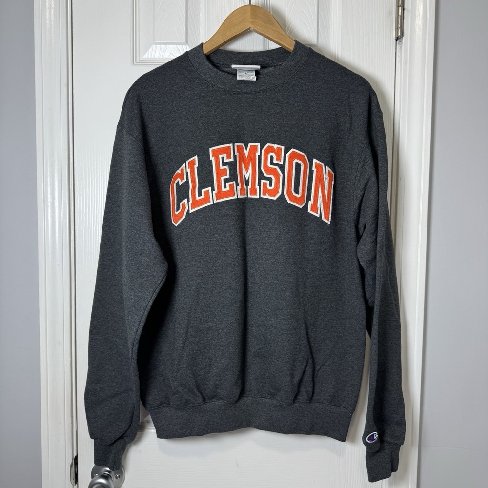Clemson‎ Tigers Crewneck Sweatshirt Mens Medium Dark Gray Champion Pullover